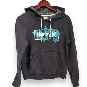 Hurley grey hoodie long sleeve drawstring hood kangaroo pouch size XS